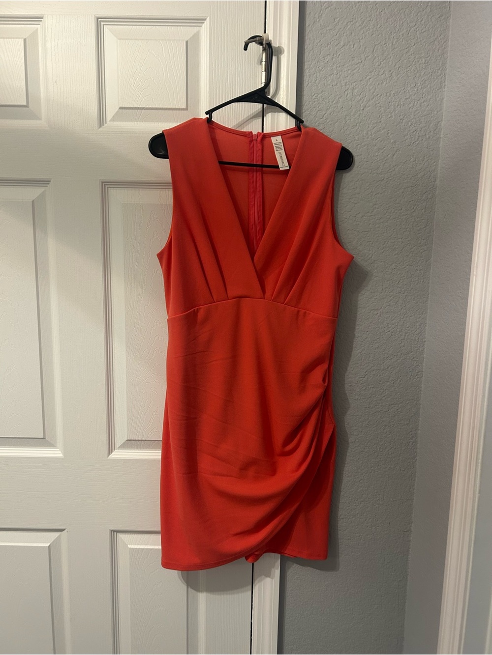 Sleeveless Coral V-Neck Cocktail Dress
